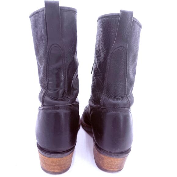 Vintage Men\'s Black Kiltie Packers Western Leather Boots Size 10D main image 5
